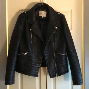 Like new leather jacket! Silver zipper details